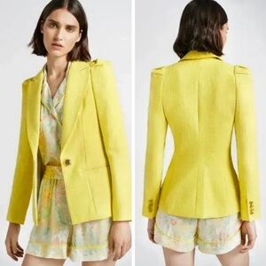 NWOT Smythe Box Pleat Blazer in Lemon Chartreuse Yellow Single Button Revolve